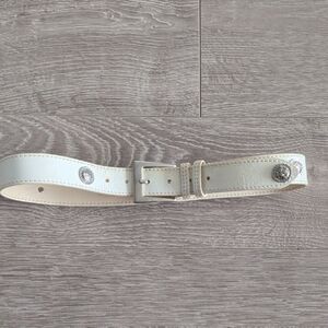 Versace White Leather Belt with Silver Accents